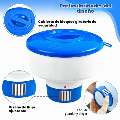 Miniatura 3 de Lqtslfm Dosificador Cloro Piscina Flotante, Dispensador Cloro Piscina, Flotador Cloro Piscina, Dispensador Quimico Piscina, Dispensador De Cloro Para Piscinas, Spas,Jacuzzis Y Parques Acuáticos B