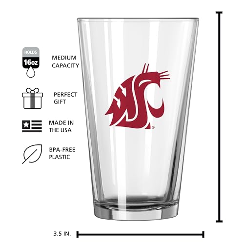 Image of Logo Brands NCAA 16 oz Pint Glass - Durable Glass With Bold Team Color- Chip-Resistant Rim Drinkware For Fans, Tailgates, Home Bars & Everyday Use