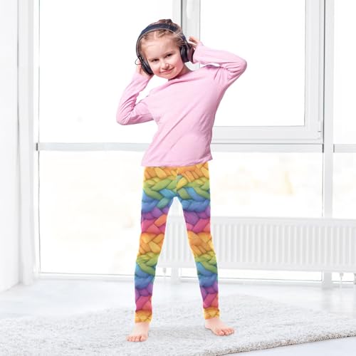 Realistic Knitted Illustration Rainbow Texturoddler Baby Girl Cotton Leggings Casual Full Length Pants Exercise4