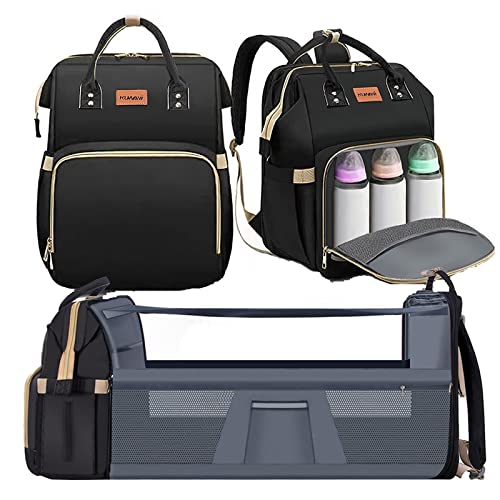 Image of KUWANI Diaper Bag Backpack, Multifunction Travel Baby Changing Bags for Dad/Mom, Large Unisex Waterproof Diaper Backpack with Stroller Straps, Baby Registry Search(Black)