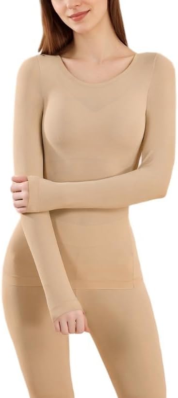 Women's Long Underwear Ultra Thin Long Johns Crewneck Thermal Underwear sets Top & Legging - Image 2