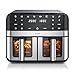 Produktbild Arendo - Dual Zone Heißluftfritteuse 9L - mit 2 Kamern - XXL Kapazität  2400 W  Sichtfenster Beleuchtung - 8in1 Airfryer - 8 Programme  Touchscreen - 3D Umluftsystem - fettarmes gesundes Kochen