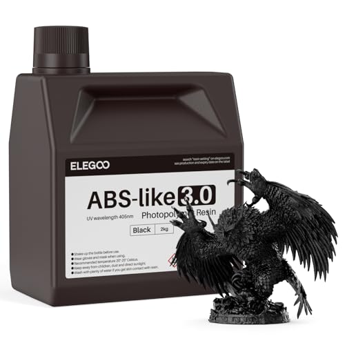 Image of ELEGOO ABS-Like 3.0 3D Printer Resin Black 2000g | High Strength and Toughness, High Precision, Low Viscosity, UV-Curing Photopolymer Resina for MSLA DLP LCD 3D Printers