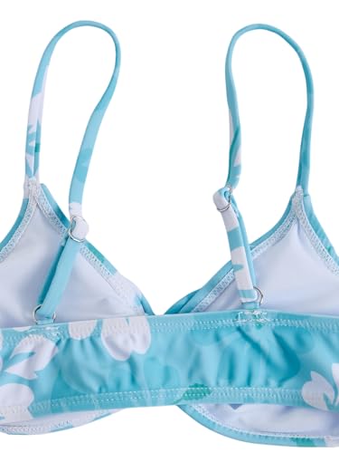 Image of COZYEASE Girls' 2 Piece Ditsy Floral Print Knot Front Ruched Triangle Bikini Swimsuit