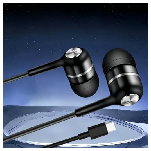 USB‑C Wired in‑Ear Earbuds, Stereo Earphones with Microphone & in‑Line Control for USB‑C Smartphones Laptops Tablets,Black