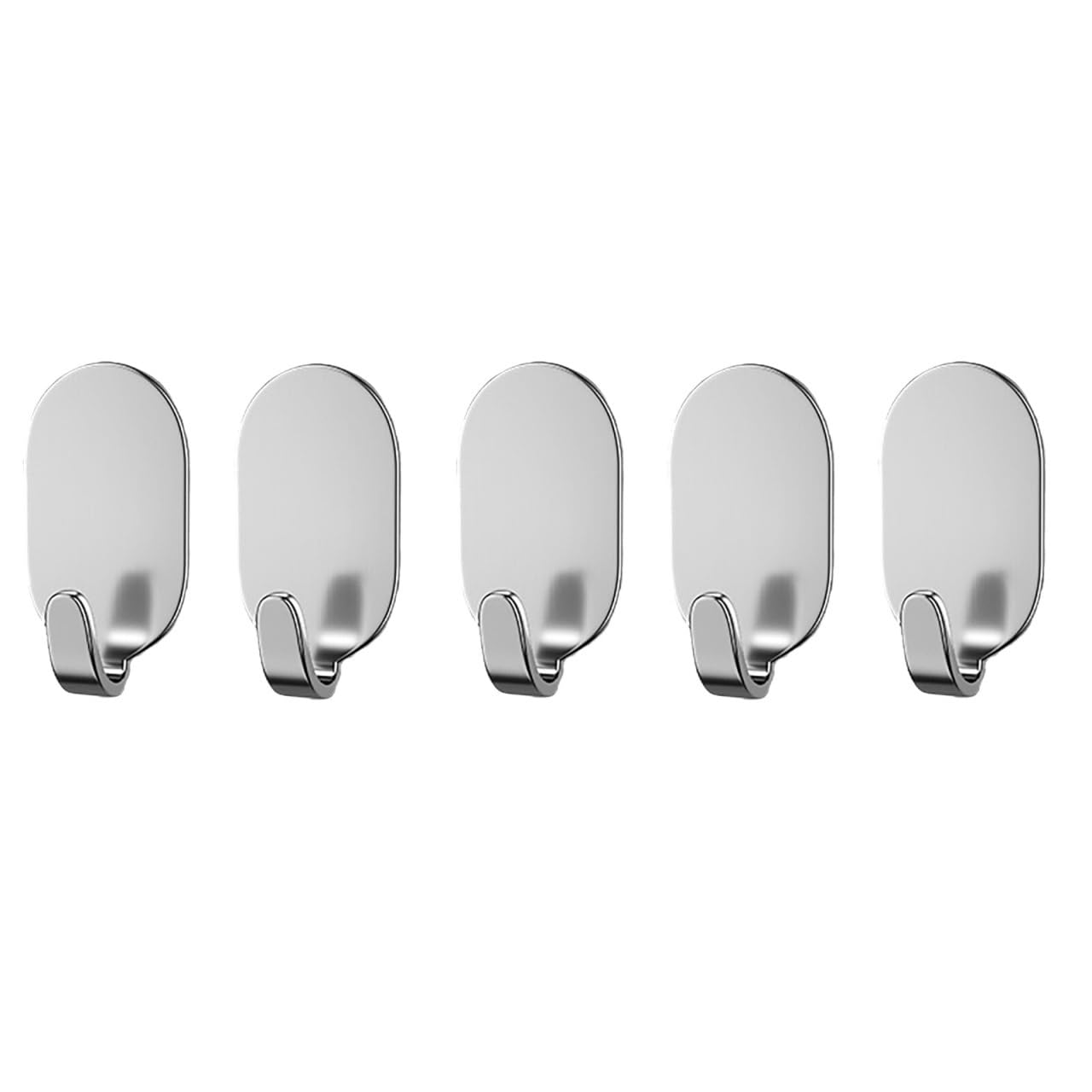 Xinxiyuan Silver 5Pcs Hook Strong Adhesive Punch Free Kitchen Bathroom Door On The Wall Behind Non-Trace Sticky Bearing Stainless Steel(Silver)