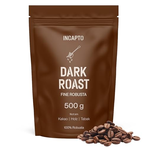 Incapto Kaffeebohnen Dark Roast | Mit viel Koffein | Single-Origin Uganda | Espresso 100{290d0f9526c3e2780d70513ad8b9feca2a710e932d1cdce23e61fa9ac78c946e} Robusta | Sehr Kräftiger und Vollmundiger Bohnenkaffee | Plantage Bujanga, Victoria Lake, 500g