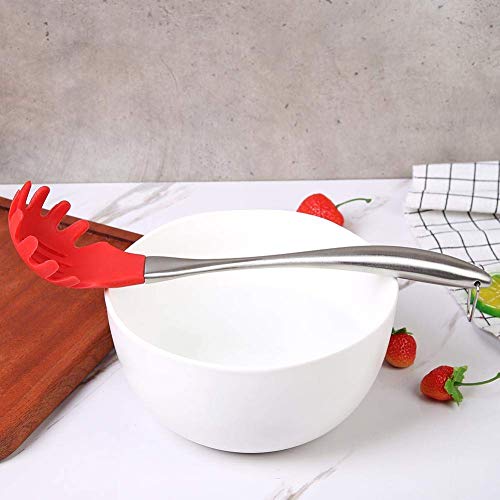 Image of Good Grip Pasta Fork Spaghetti Server Silicone+Strong and Durable Nylon Core with Stainless Steel + Silicone Handle for Non-Stick Cookware Utensil Steel Pasta Server (Black)