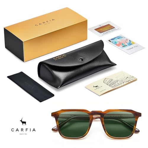CARFIA Retro Acetate Mens Polarized Sunglasses UV Protection Fit Most Face Shapes Handmade Square Shades for Driving Fishing by CARFIA - Used condition - Image 2