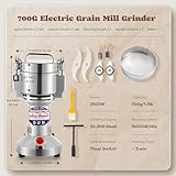 Moongiantgo Grain Mill Grinder Electric 700g Commercial Spice Grinder 2500W Stainless Steel Pulverizer Dry Grinding Machine for Wheat Corn Rice Pepper Herbs Coffee Beans (700g Upright, 110V) - Image 7