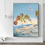 Modern Pictures On Canvas Salvador Dali Tiger Woman Posters Print Wall Art Abstract Canvas Painting for Living Room Decor 55x70cm(22x28in) Unframed