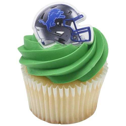 DecoPac NFL Detroit Lions Helmet Rings, 24 Football Cupcake Decorations, Officially Licensed, Football Rings, Food Safe Cake Toppers – 24 Pack - Image 6