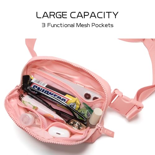 Image of Belt Bag for Women Two-Way Zipper Cross Body Fanny Pack Fashion Waist Packs Everywhere Belt Bag with Adjustable Strap Gifts for Teen Girls Women Men (Light Pink)
