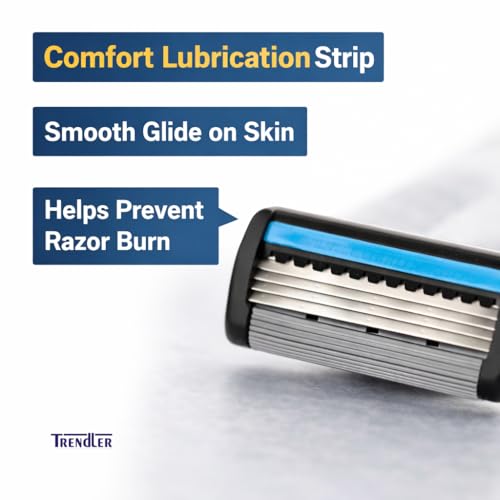 Image of 5 BLADE Razor Set with Hanging Stand | Razor for Men | 5 Cartridges, 1 Handle, Protective Cap | 5-Blade Shaver | Water-Activated Moisture Strip | Smooth Shave Kit (5 Cartridges)