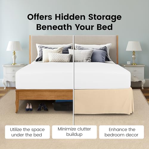 image for Utopia Bedding Queen Bed Skirt - Soft Quadruple Pleated Ruffle - Easy 
