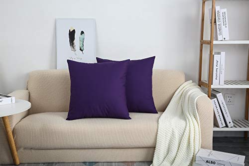 Tangdepot Cotton Solid Throw Pillow Covers, 12" X 12" , Purple #TOP6