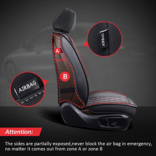 Image of MIROZO Front Seat Covers for Car, Car Seat Covers Waterproof Car Seat Protectors Automotive Seat Covers Vehicle Cushion Cover Breathable Fit for Most Sedan, Truck and SUV (Black and Red,2PCS)