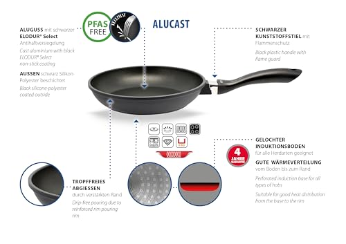 ELO Alucast Bratpfanne 28 cm aus Aluminiumguss mit Antihaftbeschichtung