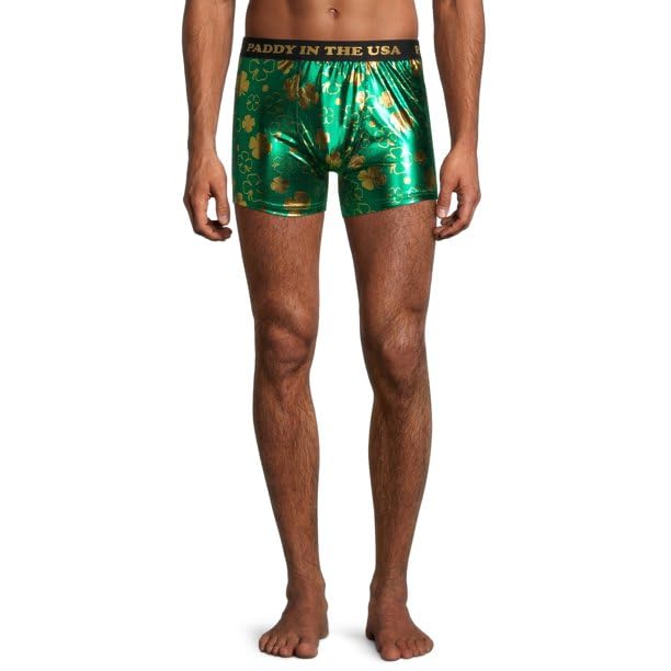 Mad Engine Men's St. Patrick's Day Irish Clover Flag Boxers2
