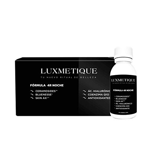 Luxmetique Fórmula 4R Noite - nutricosmético para o cuidado e rejuvamento da pele à base de extratos de Melisa, granada, ácido hialurônico e ceramosides. 450 ml - 15 frascos de 30 ml