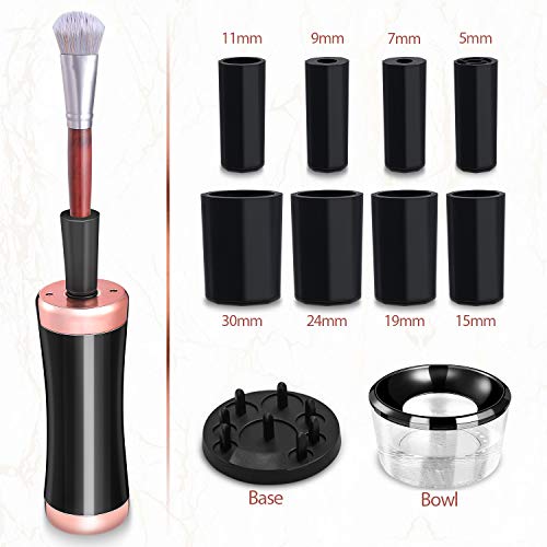 Makeup Brush Cleaner Dryer Machine USB, Larbois 8 Collars Best Electric Cleaning Solution Tool Keep Cosmetic Brushes Clean and Dry Natural Professional Easy to Use washer Kit 2020 Newest (Black)