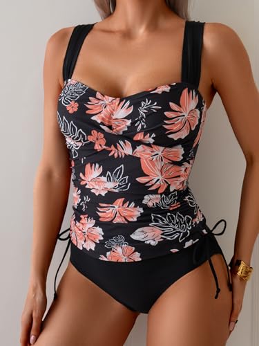 Image of B2prity Tankini Swimsuits for Women Tummy Control Two Piece Bathing Suit High Waisted Wrap Swim Suit with Bottom Swimwear