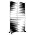 UPHYB 72" H Metal Privacy Screen, Free Standing Privacy Screen with Stable Heavy Base for Deck, Porch, Patio, Outdoor and Balcony, Black Louvered (Consist of 5 Panels)