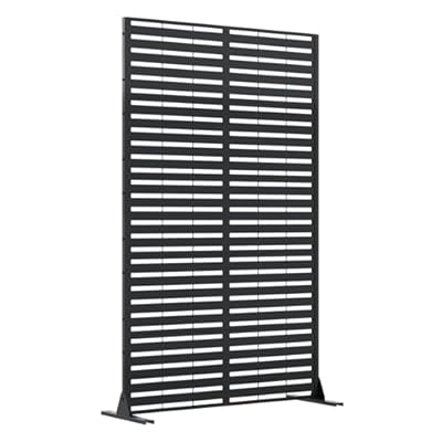 UPHYB 72" H Metal Privacy Screen, Free Standing Privacy Screen with Stable Heavy Base for Deck, Porch, Patio, Outdoor and Balcony, Black Louvered (Consist of 5 Panels)