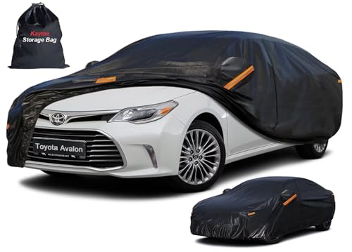 Image of Kayme 7 Layers Sedan Car Cover Custom Fit for Toyota Avalon (2004-2026), Waterproof All Weather for Automobiles,Rain Sun UV Protection.Black