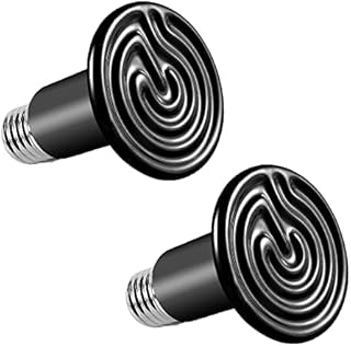 DoRight Terrarium Reptile Heat Bulb 100W E27 Infrared Ceramic Heat Emitter Bulb Terrarium Heat Lamps Black Pet Heat Lamp for Reptiles, Lizards, Tortoise, Snakes, Chicken AC220-240V (2 Pack)