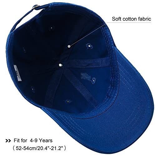 Jastore Kids Boys Girls Distressed Baseball Hat Versatile Washed Hat Soft Cotton Baseball Cap With Ponytail (Royal Blue, 4-9 Years) #TOP2
