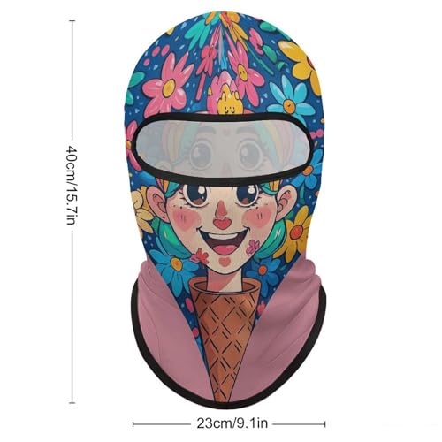 Balaclava mask para hombres y mujeres con diseño de corazón, estrellas, flores y helado, cubrebocas facial completo para ciclismo miniatura 2