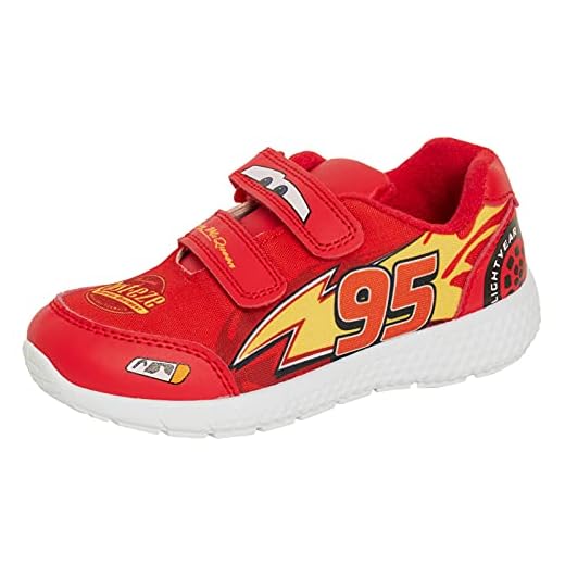 Disney Cars - Zapatillas deportivas para niños, diseño de Rayo McQueen, fáciles de sujetar, Red, 27 EU