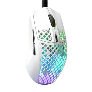 SteelSeries Aerox 3 – RGB Gaming-Mouse mit Öffnungen in der Oberfläche – Federleichtes, wasserabweisendes Design – Optischer TrueMove Core-Sensor mit 8.500 DPI – Snow