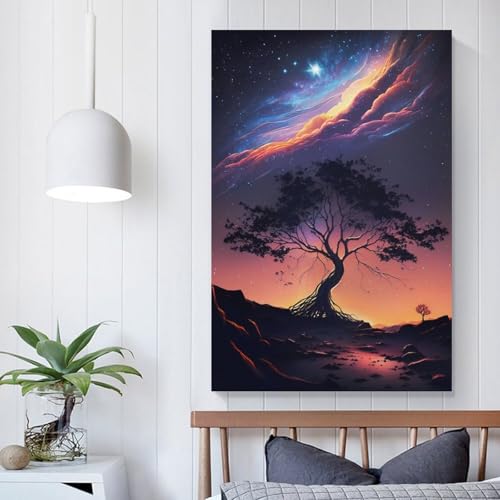 Affiche d'art Racines célestes POLIUAWS impression sur toile moderne pour mur salon 60x90 cm