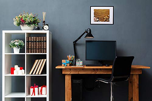 Black 11X14 Brushed Aluminum Metal Picture Frame With 8X10 Mat - Includes Both Attached Hanging Hardware And Desktop Easel - Crystal Clear Plexiglass Front - Two Display Options #TOP1