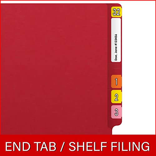 11 Pt Color Folders, Full Cut 2-Ply End Tab, Letter Size, Fasteners Pos #1 & #3, Red (Box Of 50) #TOP6