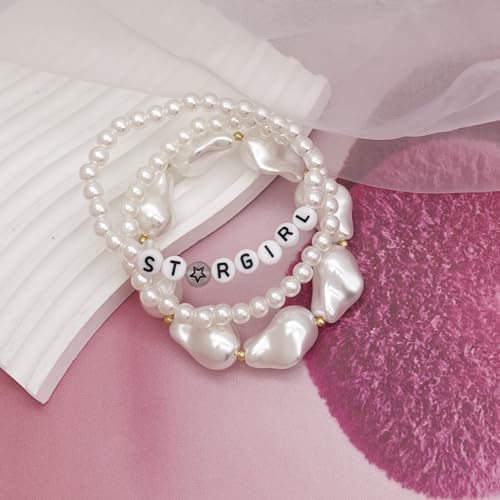 Image of 3 Pcs Star Charm Bracelet Set White Beads Stretch Bracelets Friendship Birthday Party Y2K Jewelry Gifts for Best Friends Bff