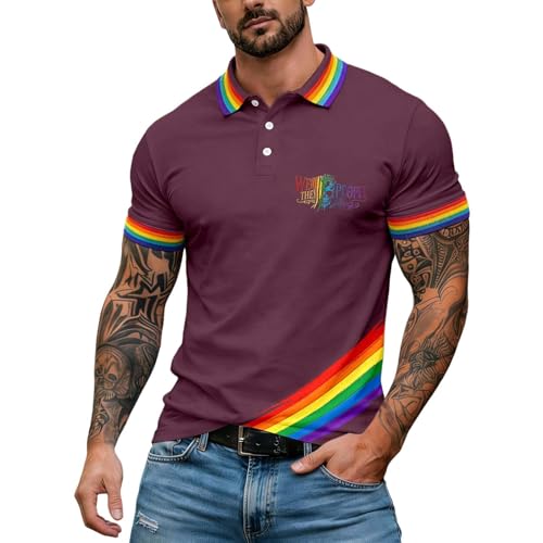 Polo de golf à manches longues orange imprimé funky pour homme coupe regular