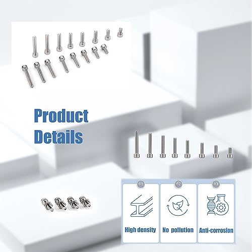 KOXXIAMOQ 480 Pcs M3 Bolts and Nuts Set, Hexagon Socket Head Cap Bolts, Stainless Steel Machine Screws Assortment Kit - Image 4