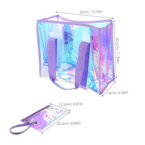 LIFKOME 1Set Iridescent Beach Tote Women Large Capacity Utility Bag with Versatile Hanging Pouch for and Everyday Use2