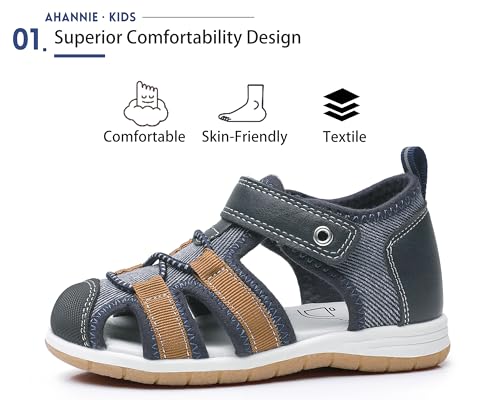 Ahannie Infant Boys Girls Genuine Leather Sandals with Arch Support,Unisex Baby Closed Toe Summer First Walkers Shoes(Infant/Toddler/Little Kid) - Image 3