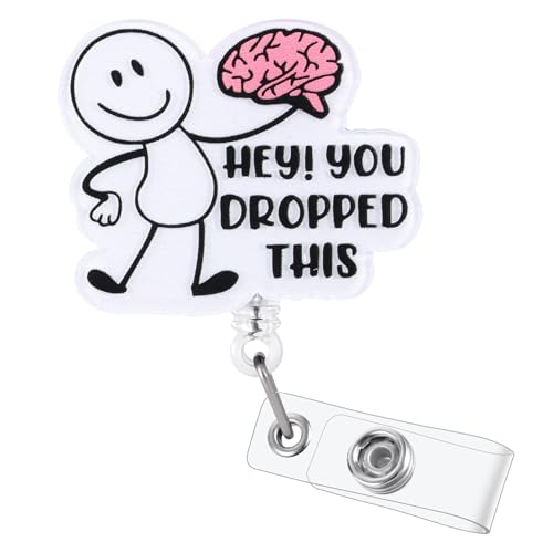 Hey You Dropped This Funny Badge Reel, Cute Brain Retractable