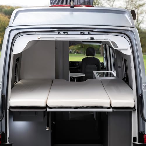 Black Forest Fox Wohnmobil Spannbettlaken Hochbett Faltbett Aufstelldach Spannbetttuch T5 T6 T6.1 Beach Ocean California 600 Weiß (Naturweiss, VW Grand California 680 3 TLG. Heckbett)