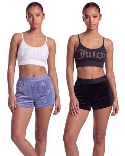 Image of Juicy Couture Women's Velvet Fleece Pajama Shorts, Designer Sleep and Lounge Shorts for Women