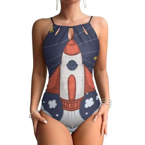 Maillots de bain une pièce contrôle ventre galbant motif étoiles fusée lune