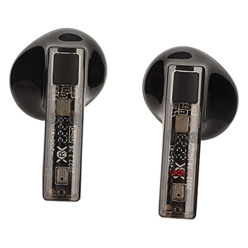 ASHATA Wireless Earbuds, Wireless Earbuds Upgrade, Translucent Body Design Low Latency 2 Way Transmission Game Sports Earbuds for Outdoor (Black)