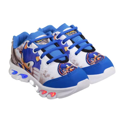 Kit Tênis De Led Infantil Menino Masculino Sonic + Chinelo + Mochila + Óculos + Relógio, Tamanho 29