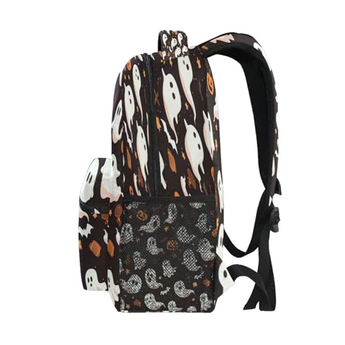 Dussdil Ghost Halloween Pumpkin Kids Backpack School Backpacks for Boys Girls 16 IN Book Back Pack Bag Casual Travel Daypack with Adjustable Shoulder Strap Zipper4