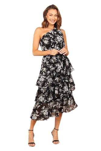 Petal & Pup Women's Brigette One Shoulder Tiered Midi Dress